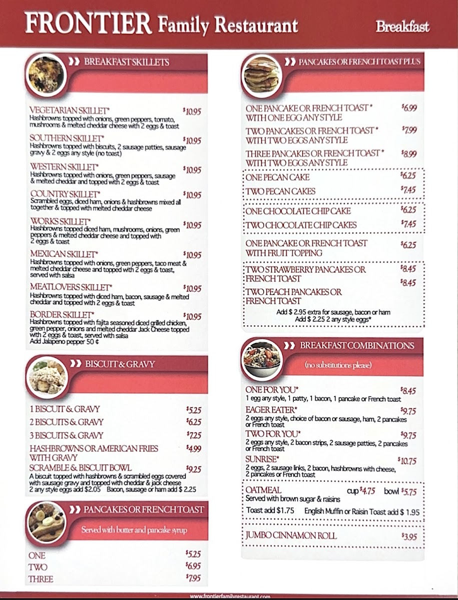 Frontier Family Restaurant Menu - Image 1