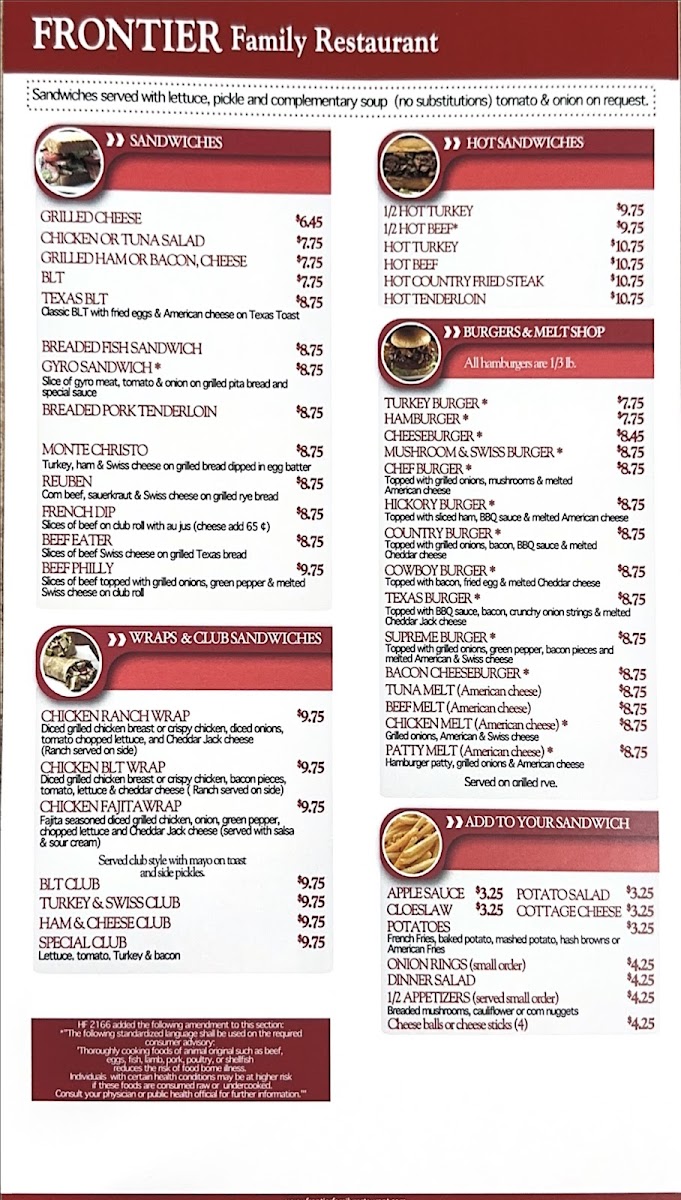 Frontier Family Restaurant Menu - Image 2